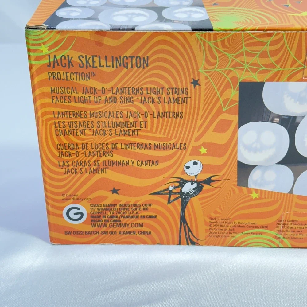 Gemmy Disney Halloween Singing Jack Skellington Musical Animated String Lights‎